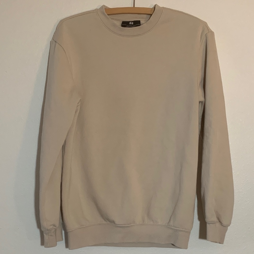 H&M Men's Beige Crewneck Sweatshirt